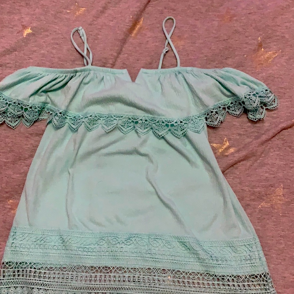 Light Blue Off The Shoulder Top